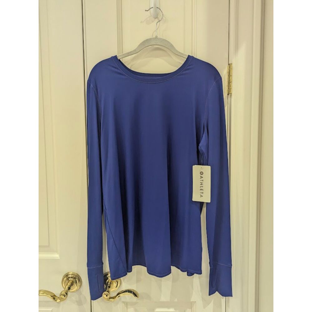 NWT Athleta Sun Lover UPF tulip back long sleeve top blue LT Large Tall